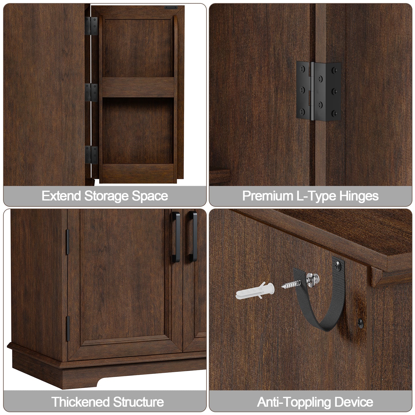 FAGAGA Modern Coffee Bar Cabinet, 30" Kitchen Buffet Cabinet with Storage, Farmhouse Wood Sideboard with Drawer for Kitchen, Dining Room, Reception Room