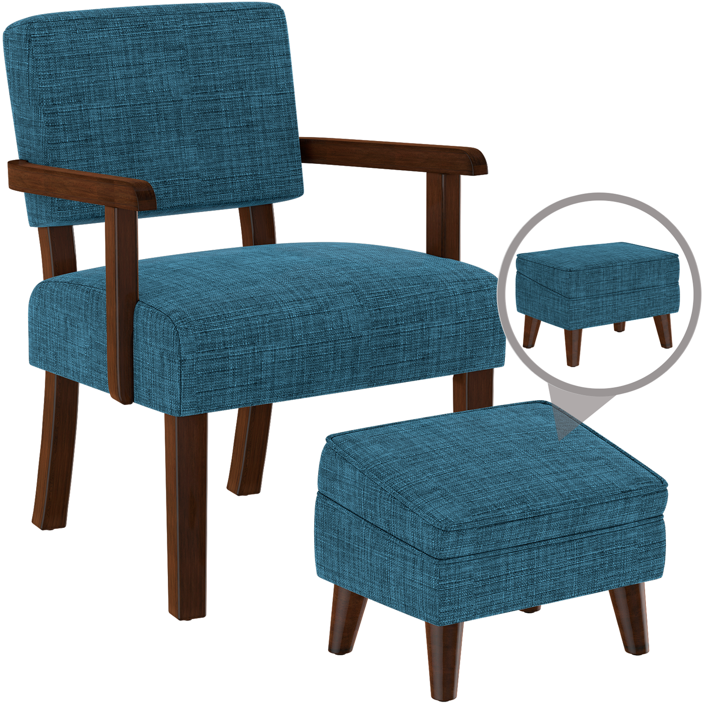 FAGAGA Accent Chairs with Storage Ottoman, Upholstered Oversized Chair with Adjustable Footrest Set, Sofa Armchair with Footstool for Living Room, Bedroom, Reading Room