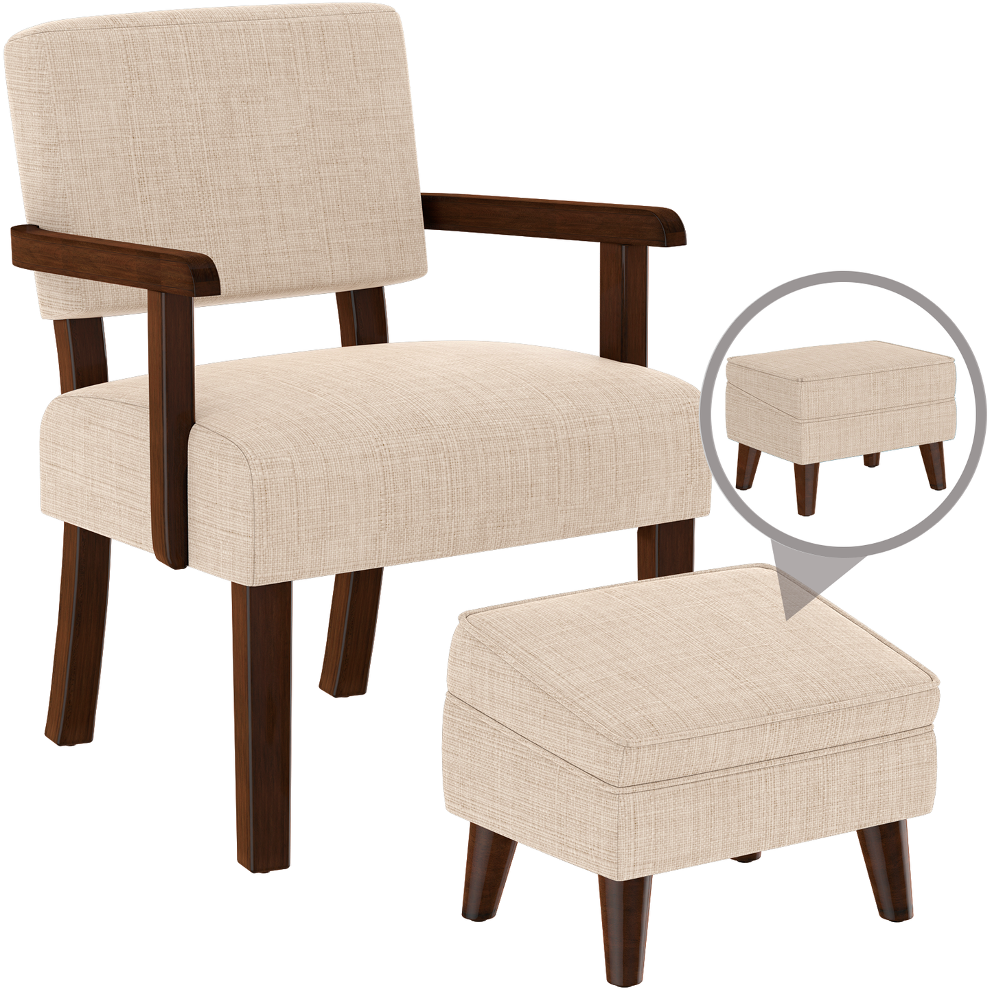 FAGAGA Accent Chairs with Storage Ottoman, Upholstered Oversized Chair with Adjustable Footrest Set, Sofa Armchair with Footstool for Living Room, Bedroom, Reading Room