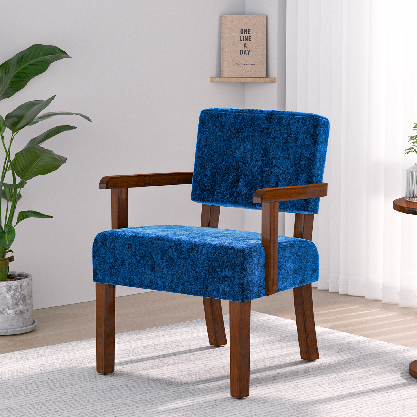 FAGAGA Accent Chair Set of 2 with Table, Mid-Century Modern Chairs with Soft Seat and Wide Armrests for Living Room Bedroom Reading Room Waiting Room