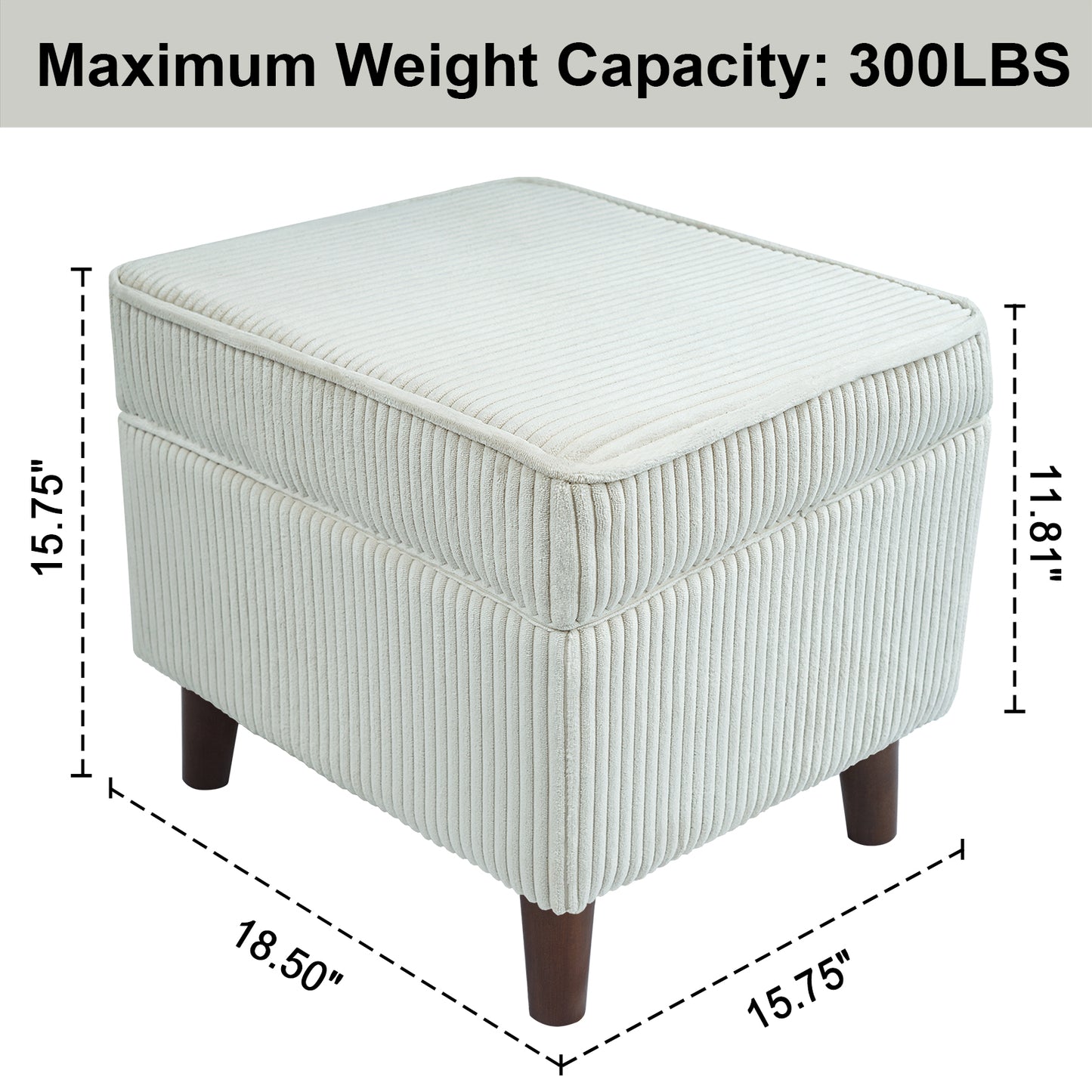 FAGAGA Large Storage Ottoman, Adjustable Foot Stool for Living Room, Step Stool Ottoman with Storage, Upholstered Corduroy Foot Rest for Bedroom, Dorm