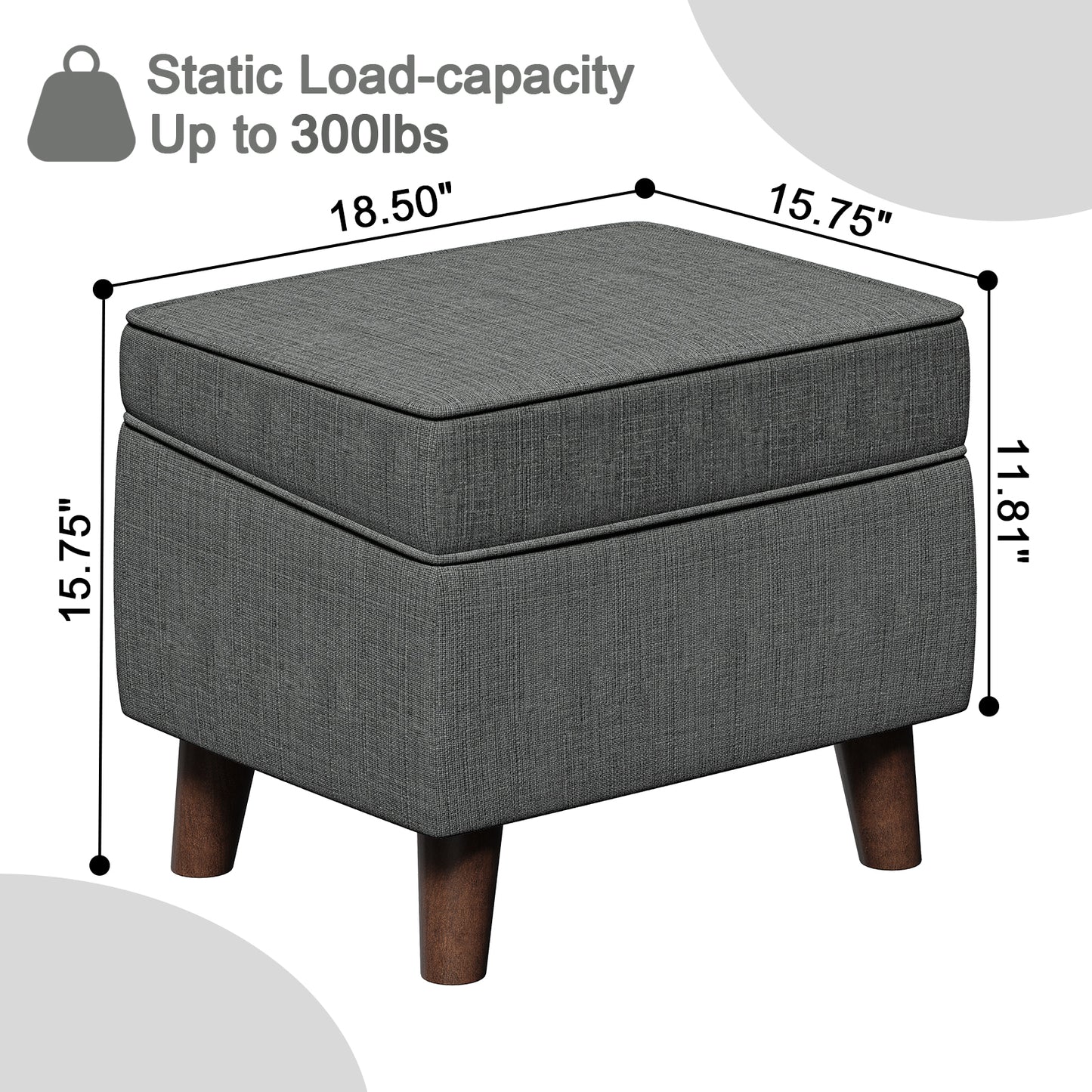 FAGAGA Upholstered Storage Ottoman, Removable Lid Linen Footrest for Bedroom,Office,Living Room, Bench with Hidden Space for Blankets,Books,Toys
