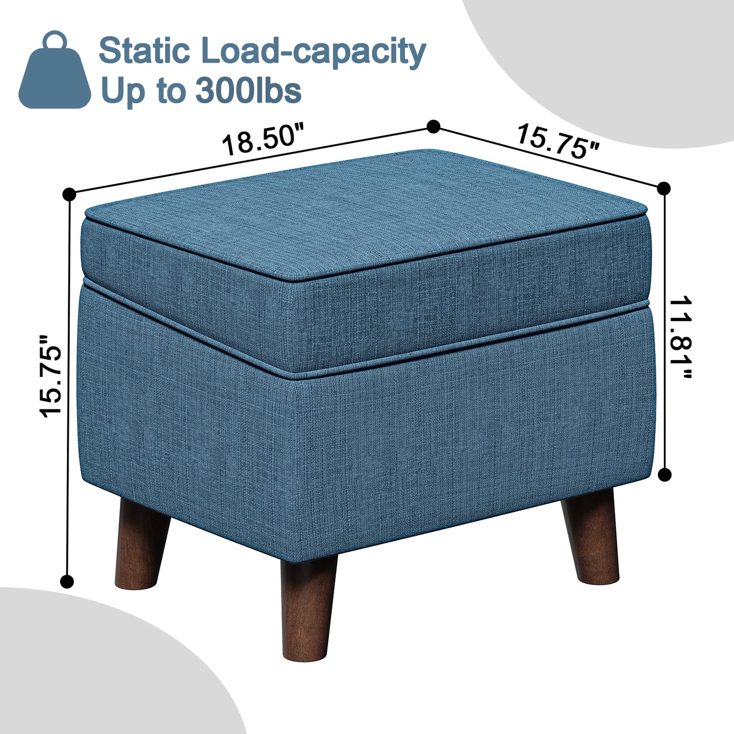 FAGAGA Upholstered Storage Ottoman, Removable Lid Linen Footrest for Bedroom,Office,Living Room, Bench with Hidden Space for Blankets,Books,Toys