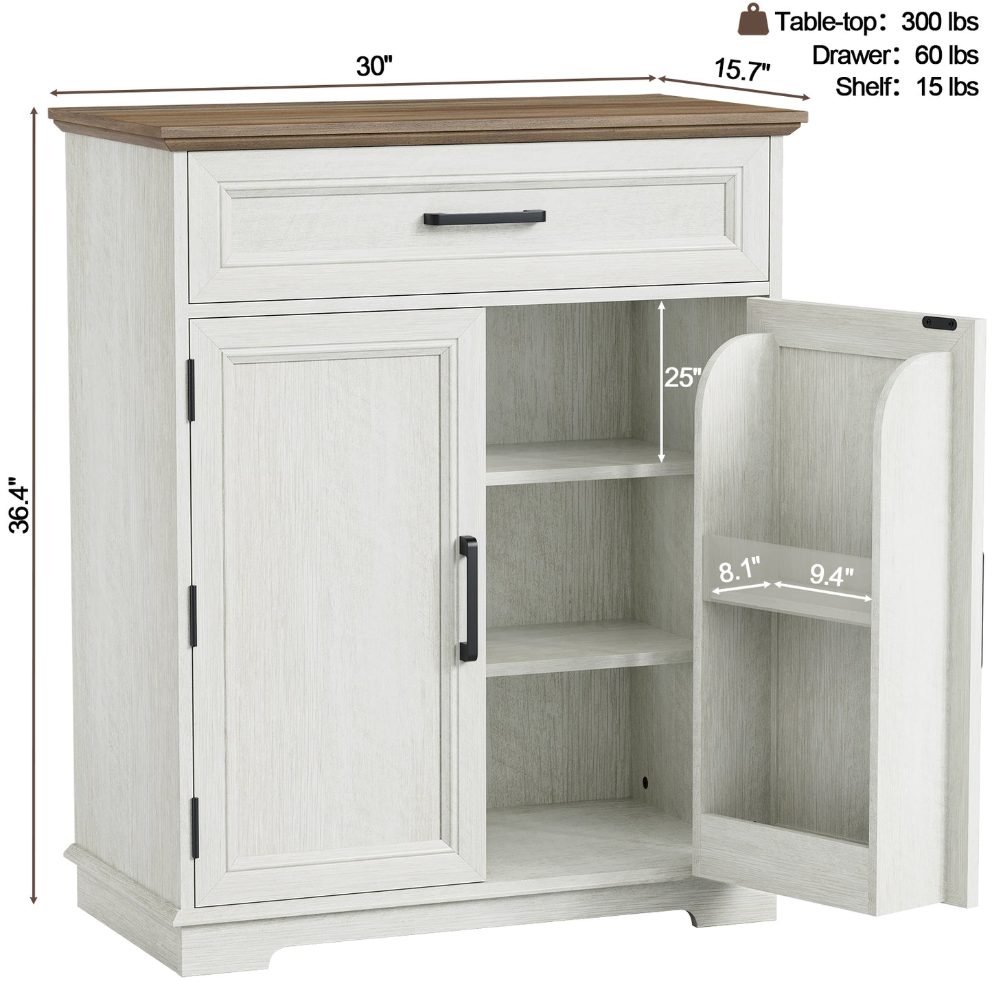 FAGAGA Modern Coffee Bar Cabinet, 30" Kitchen Buffet Cabinet with Storage, Farmhouse Wood Sideboard with Drawer for Kitchen, Dining Room, Reception Room