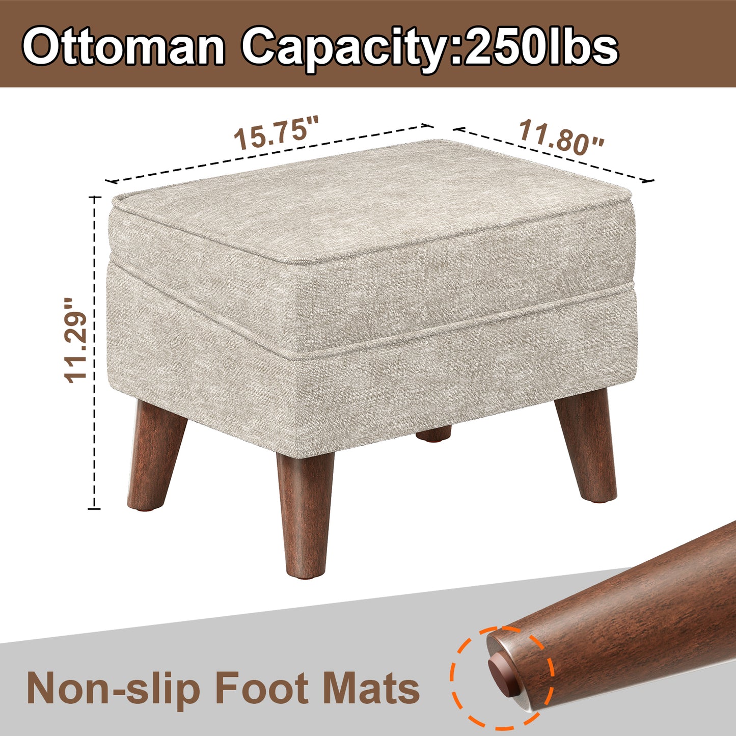 FAGAGA Upholstered Storage Ottoman, Removable Lid Linen Footrest for Bedroom,Office,Living Room, Bench with Hidden Space for Blankets,Books,Toys