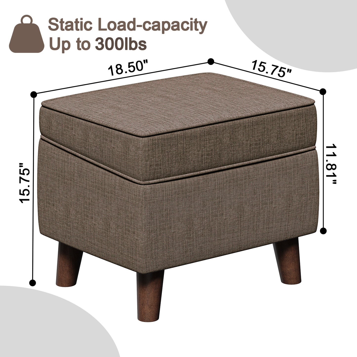 FAGAGA Upholstered Storage Ottoman, Removable Lid Linen Footrest for Bedroom,Office,Living Room, Bench with Hidden Space for Blankets,Books,Toys