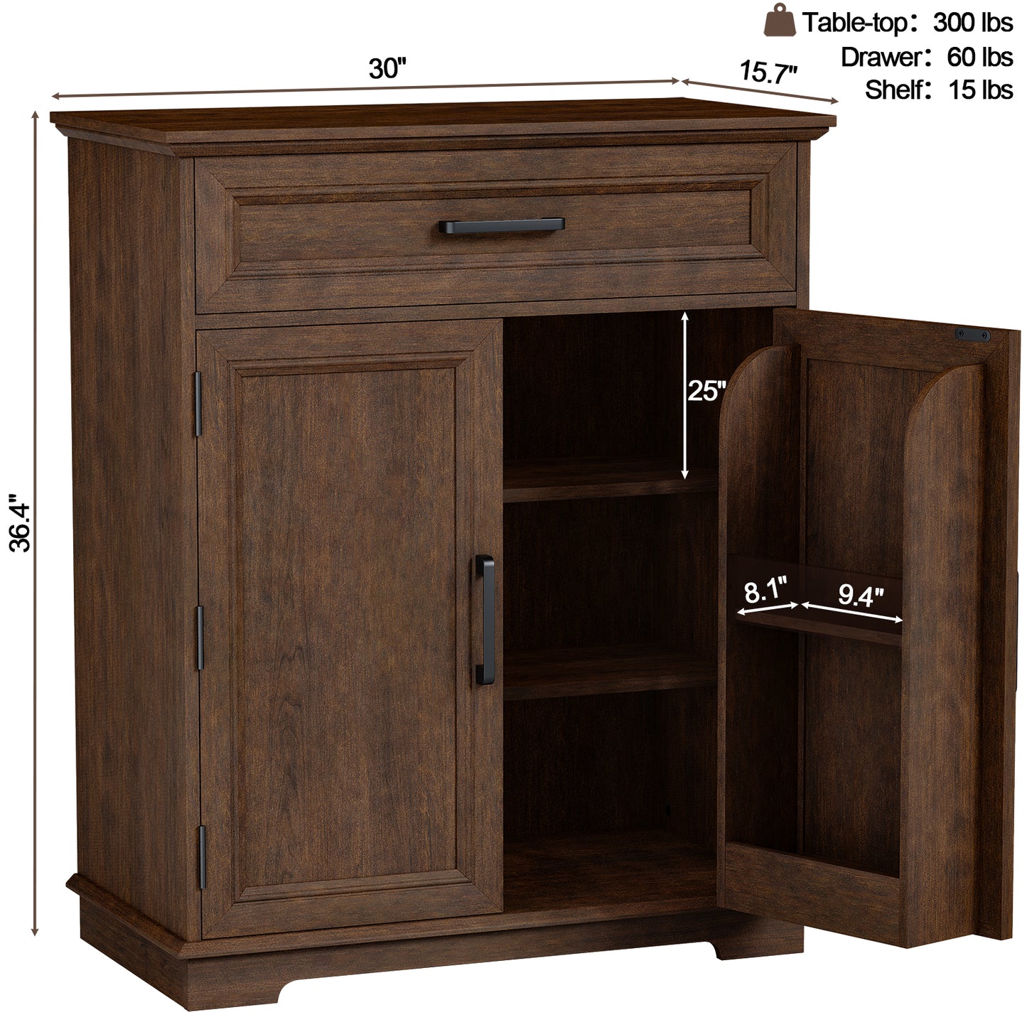 FAGAGA Modern Coffee Bar Cabinet, 30" Kitchen Buffet Cabinet with Storage, Farmhouse Wood Sideboard with Drawer for Kitchen, Dining Room, Reception Room