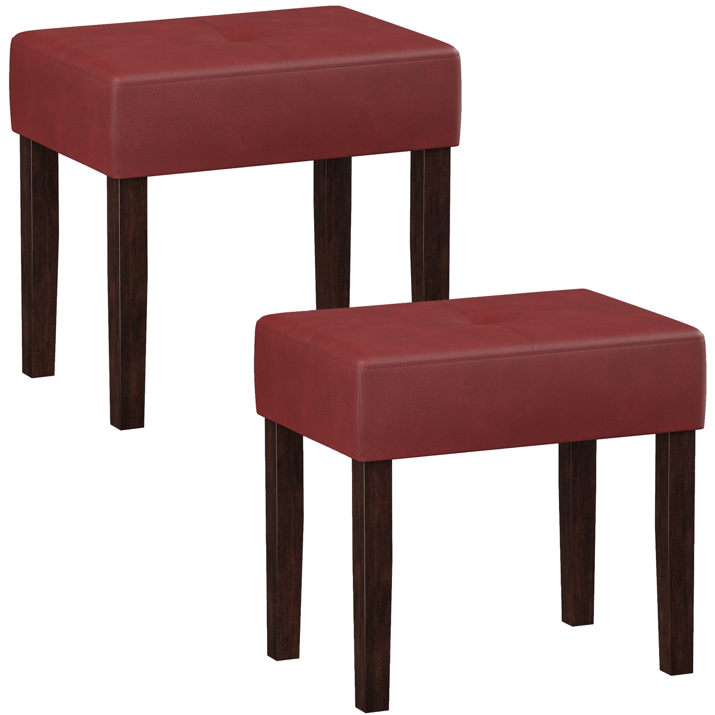FAGAGA PU Leather Bench with Wood Legs Makeup Chair for Vanity, Modern Accent Ottoman Footstool for Makeup Room, Living Room, Bedroom, Entryway