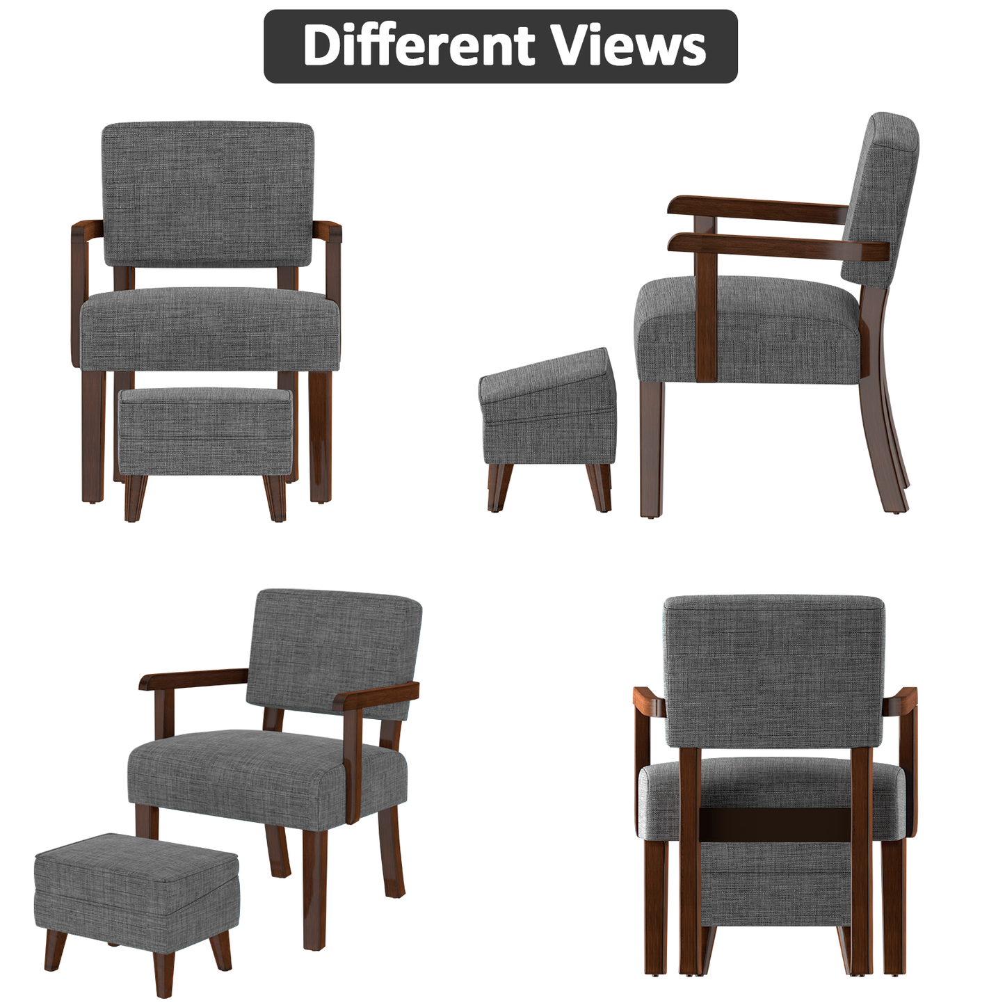 FAGAGA Accent Chairs with Storage Ottoman, Upholstered Oversized Chair with Adjustable Footrest Set, Sofa Armchair with Footstool for Living Room, Bedroom, Reading Room
