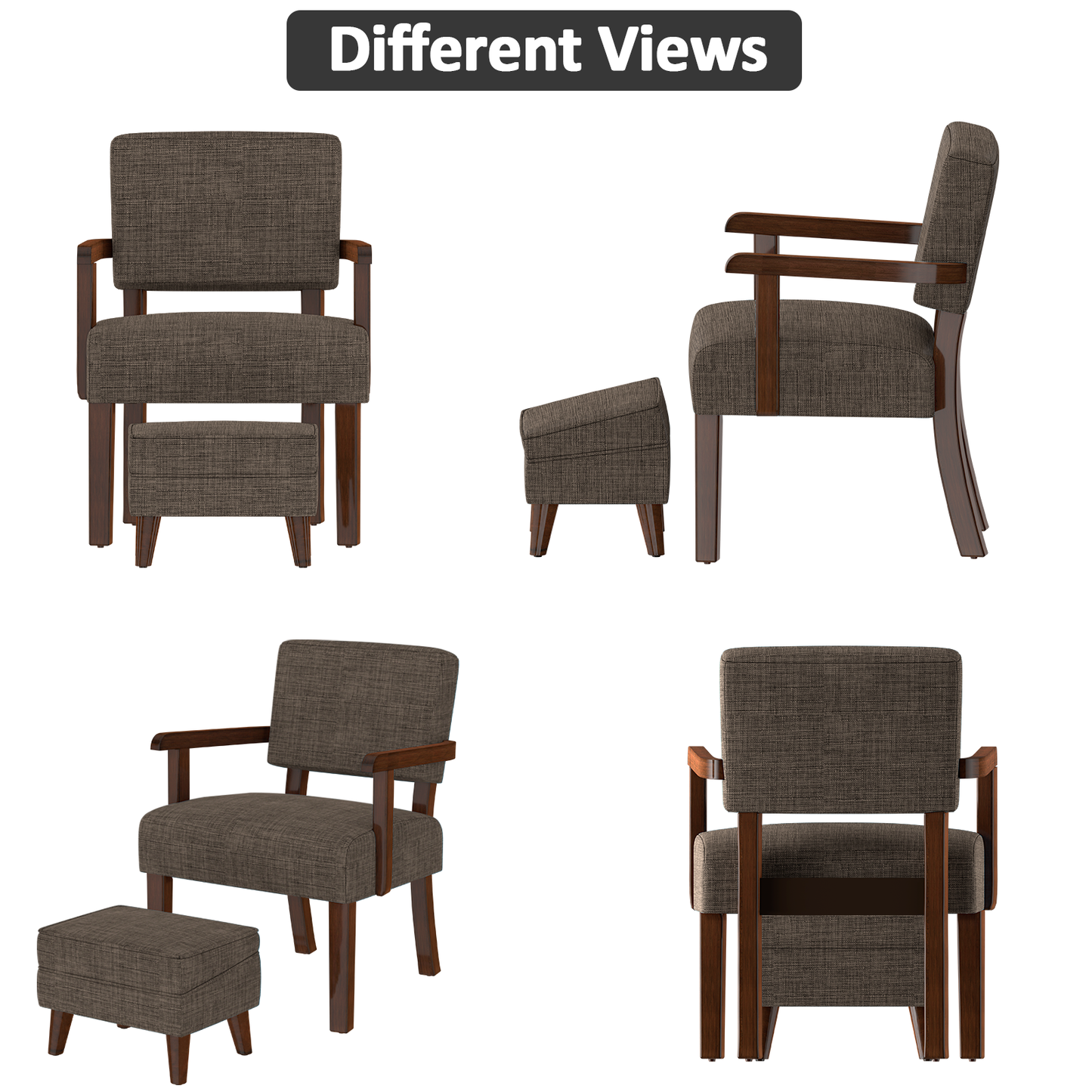 FAGAGA Accent Chairs with Storage Ottoman, Upholstered Oversized Chair with Adjustable Footrest Set, Sofa Armchair with Footstool for Living Room, Bedroom, Reading Room