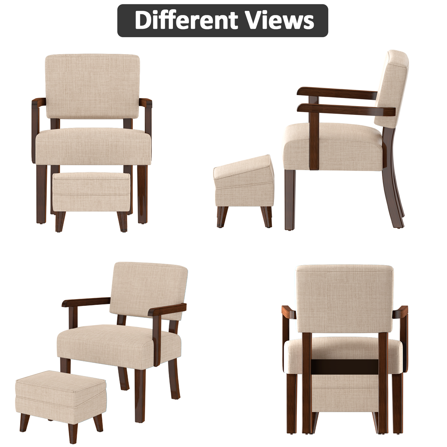 FAGAGA Accent Chairs with Storage Ottoman, Upholstered Oversized Chair with Adjustable Footrest Set, Sofa Armchair with Footstool for Living Room, Bedroom, Reading Room