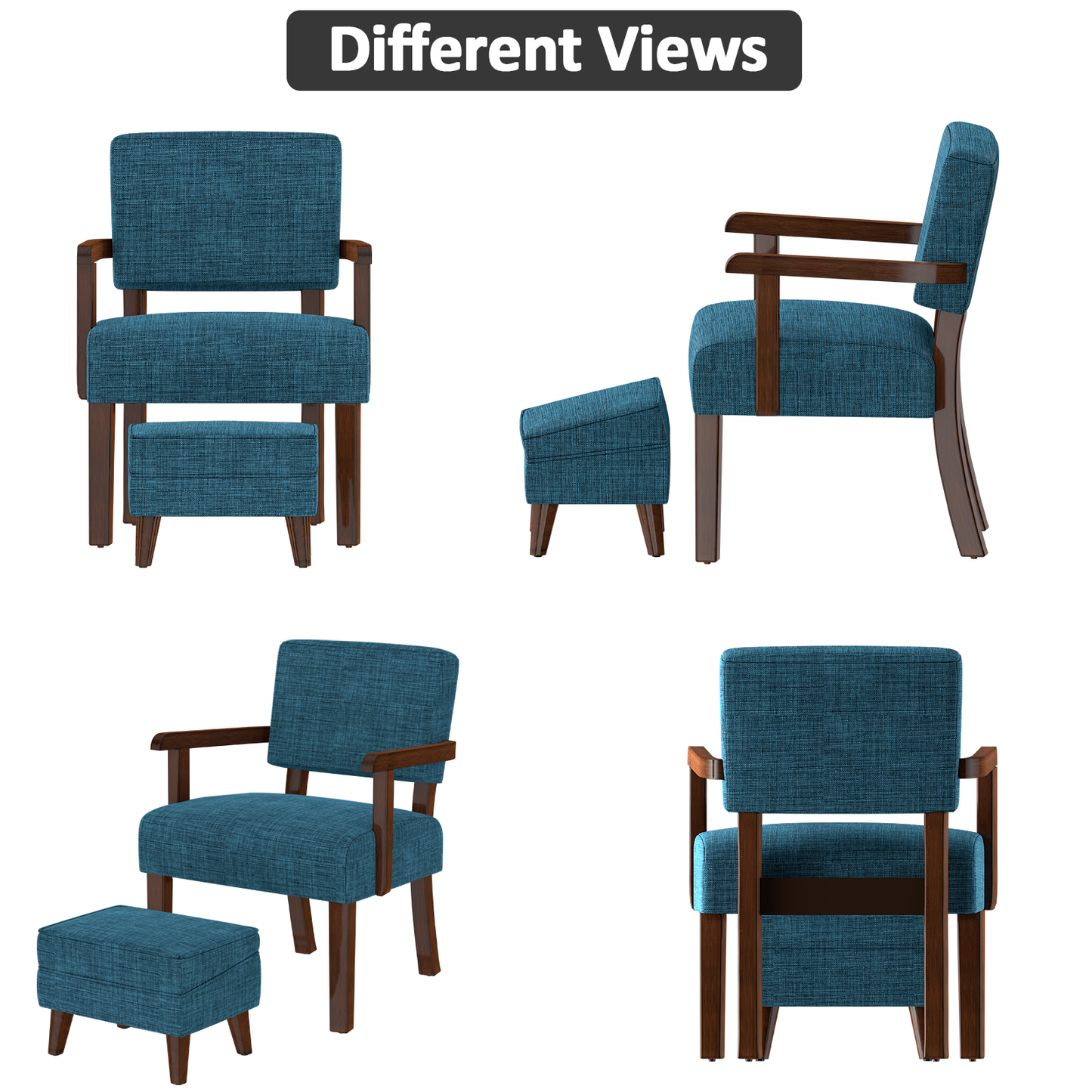 FAGAGA Accent Chairs with Storage Ottoman, Upholstered Oversized Chair with Adjustable Footrest Set, Sofa Armchair with Footstool for Living Room, Bedroom, Reading Room