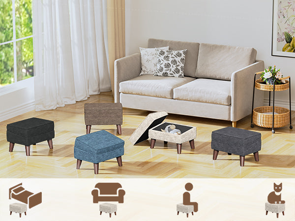 FAGAGA Upholstered Storage Ottoman, Removable Lid Linen Footrest for Bedroom,Office,Living Room, Bench with Hidden Space for Blankets,Books,Toys