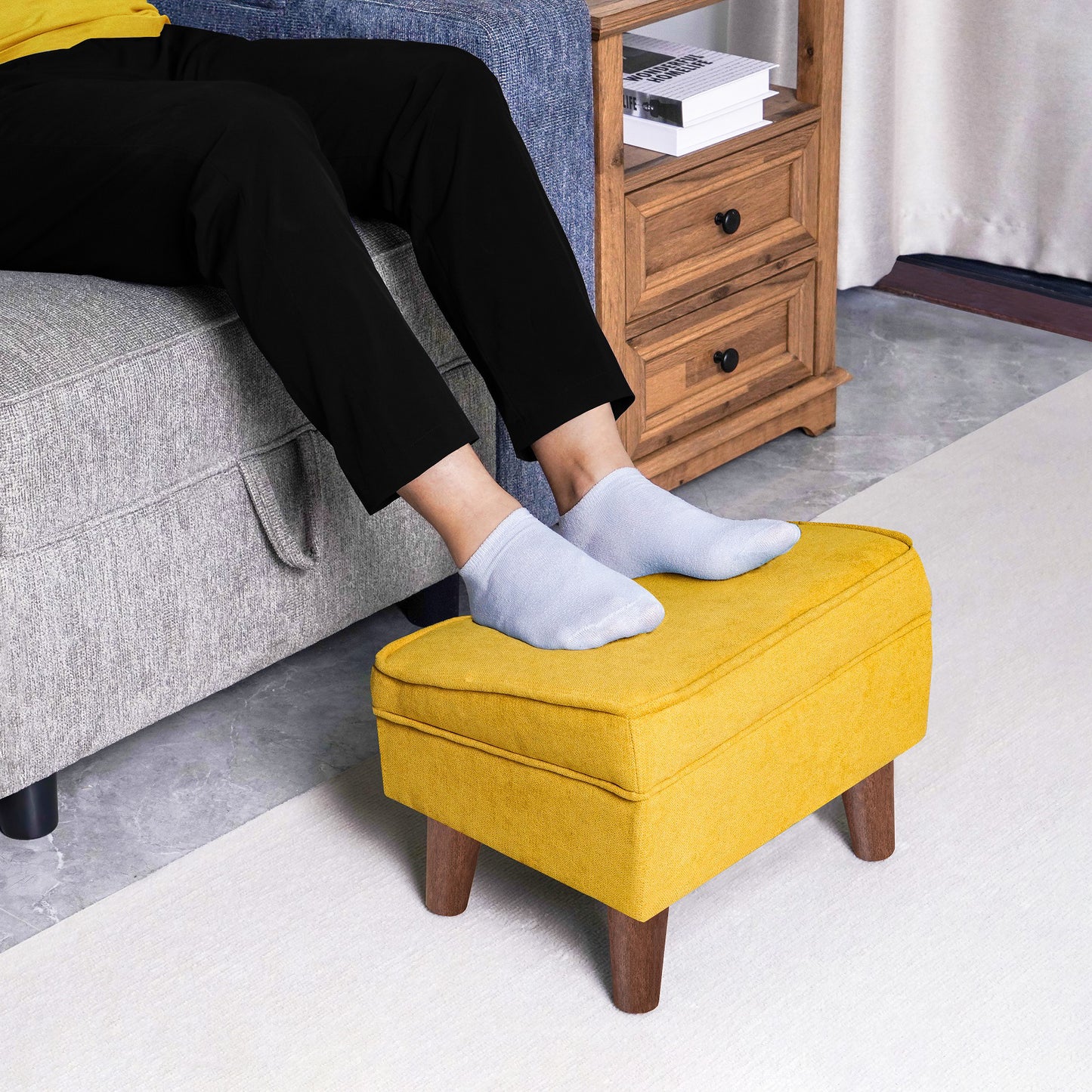 FAGAGA Upholstered Storage Ottoman, Removable Lid Linen Footrest for Bedroom,Office,Living Room, Bench with Hidden Space for Blankets,Books,Toys