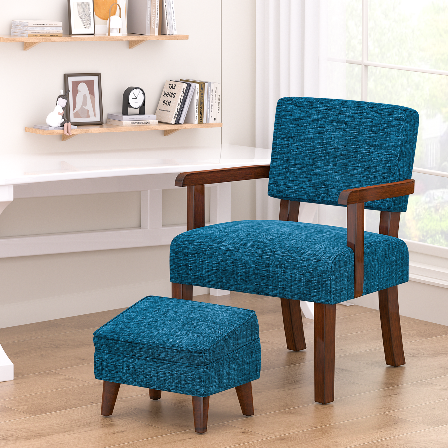 FAGAGA Accent Chairs with Storage Ottoman, Upholstered Oversized Chair with Adjustable Footrest Set, Sofa Armchair with Footstool for Living Room, Bedroom, Reading Room