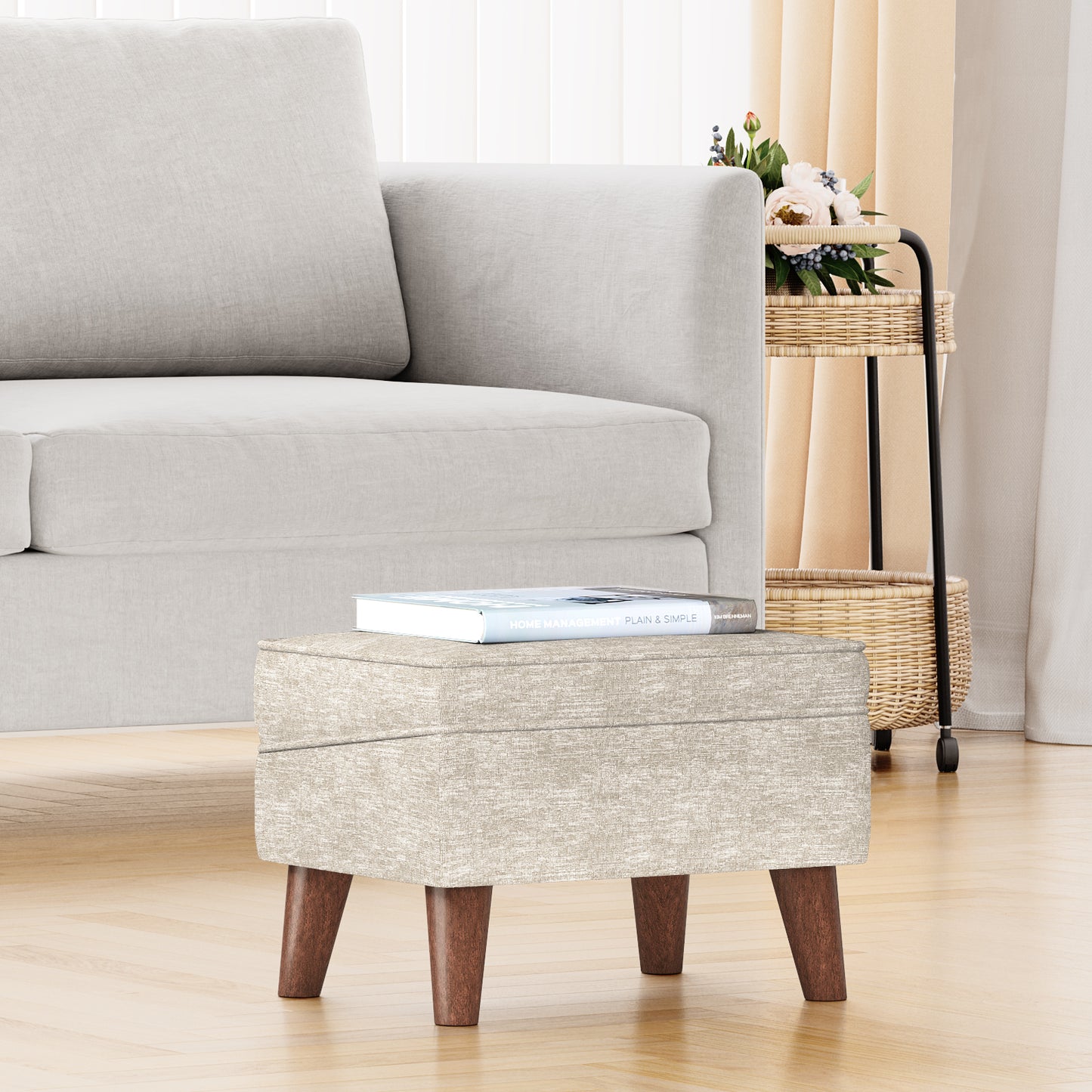 FAGAGA Upholstered Storage Ottoman, Removable Lid Linen Footrest for Bedroom,Office,Living Room, Bench with Hidden Space for Blankets,Books,Toys