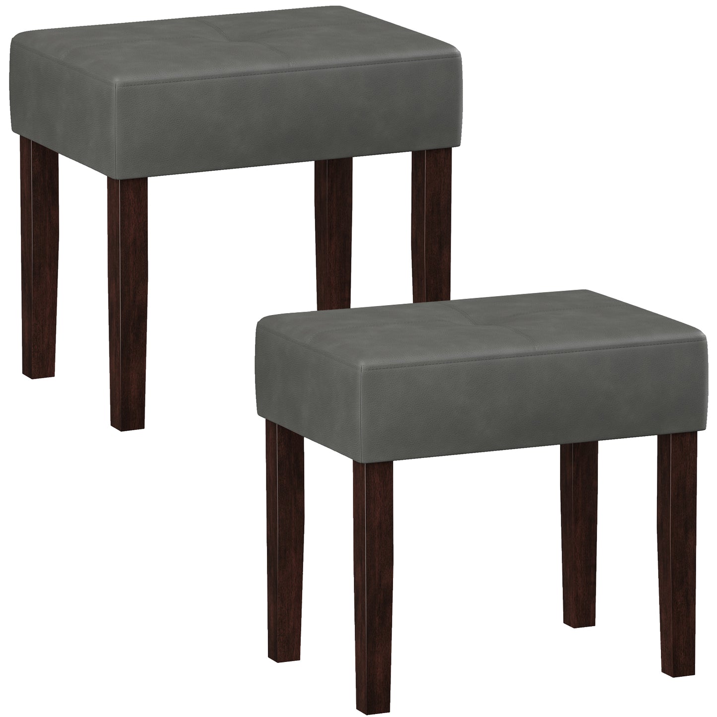 FAGAGA PU Leather Bench with Wood Legs Makeup Chair for Vanity, Modern Accent Ottoman Footstool for Makeup Room, Living Room, Bedroom, Entryway