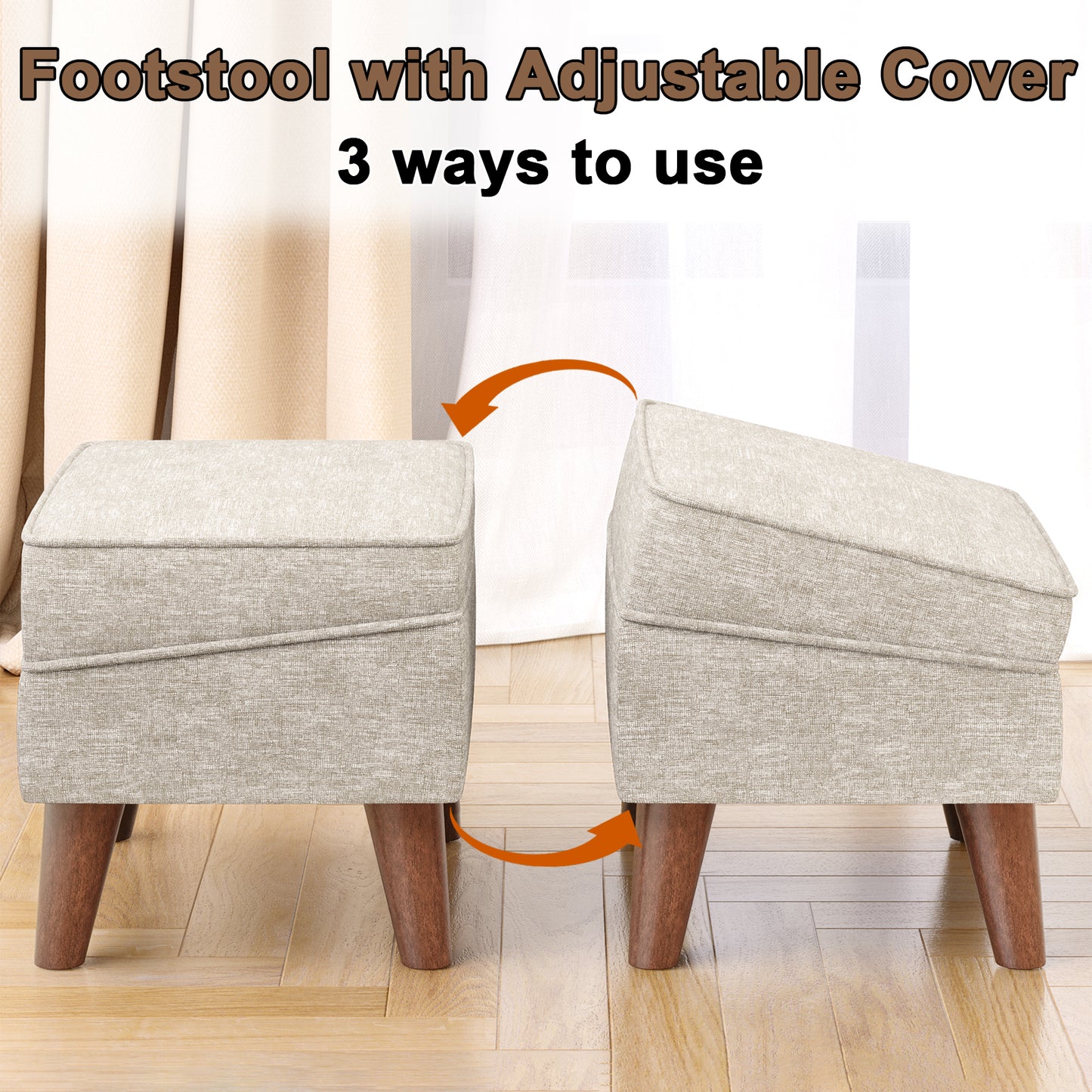 FAGAGA Upholstered Storage Ottoman, Removable Lid Linen Footrest for Bedroom,Office,Living Room, Bench with Hidden Space for Blankets,Books,Toys
