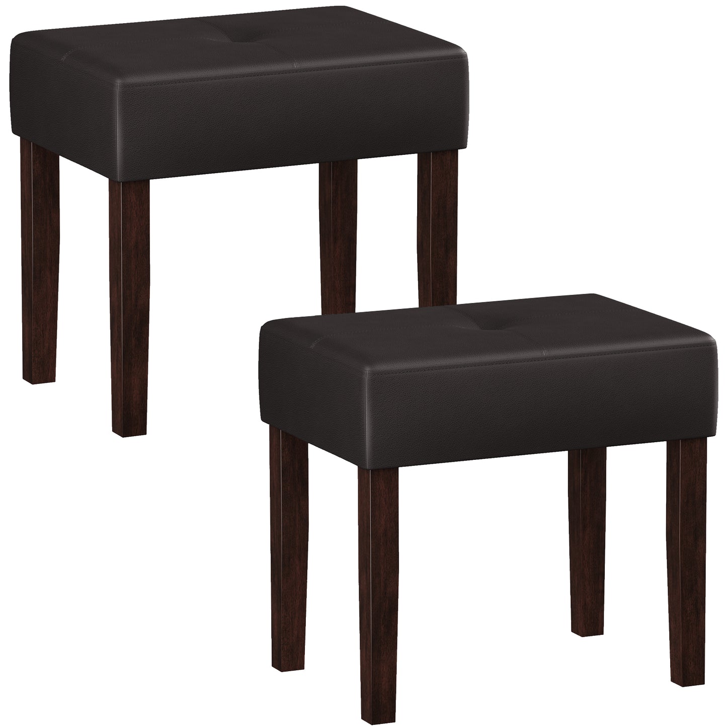 FAGAGA PU Leather Bench with Wood Legs Makeup Chair for Vanity, Modern Accent Ottoman Footstool for Makeup Room, Living Room, Bedroom, Entryway