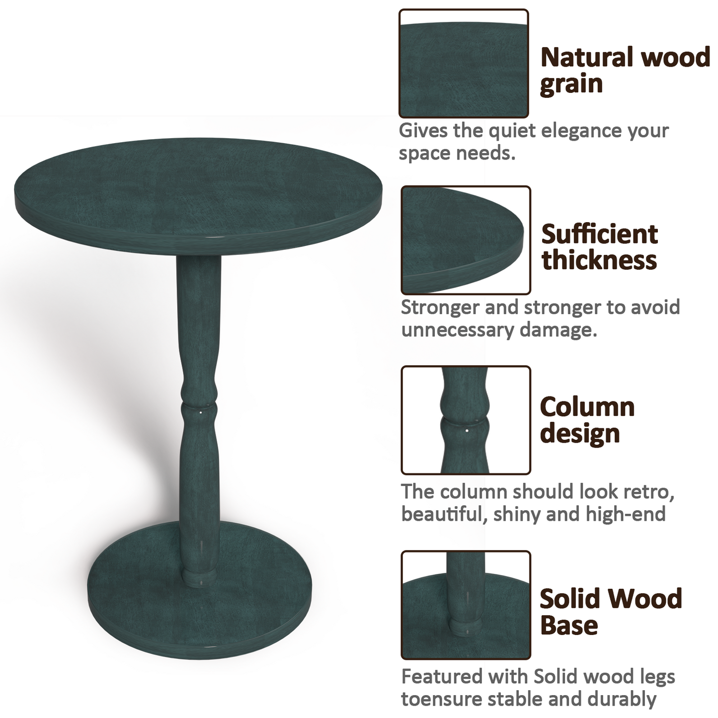 FAGAGA Round Pedestal Table, Wood Accent Table, 15.75" x 15.75" x 19.7", Small Round Coffee Table Table for Living Room/Bedroom/Office