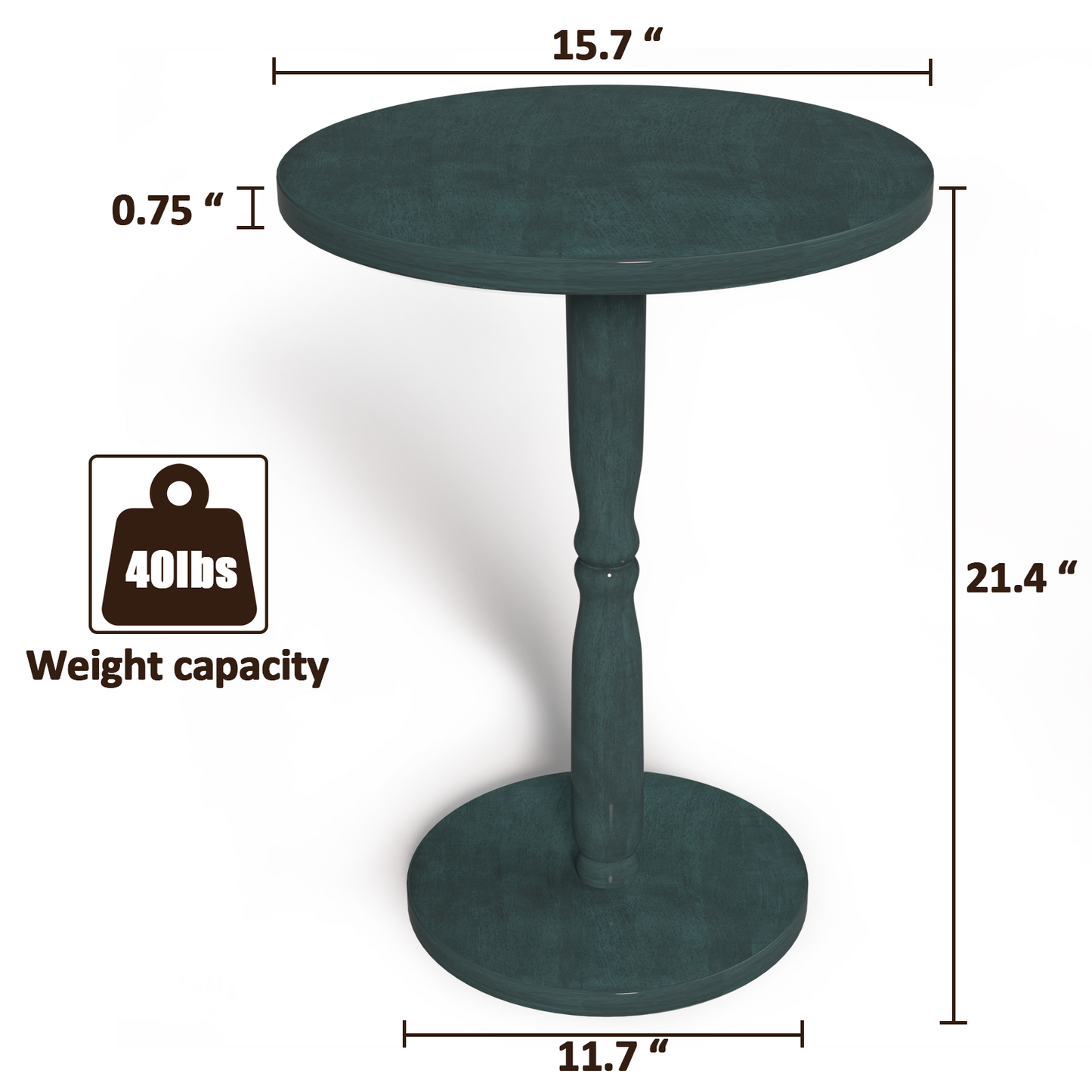 FAGAGA Round Pedestal Table, Wood Accent Table, 15.75" x 15.75" x 19.7", Small Round Coffee Table Table for Living Room/Bedroom/Office