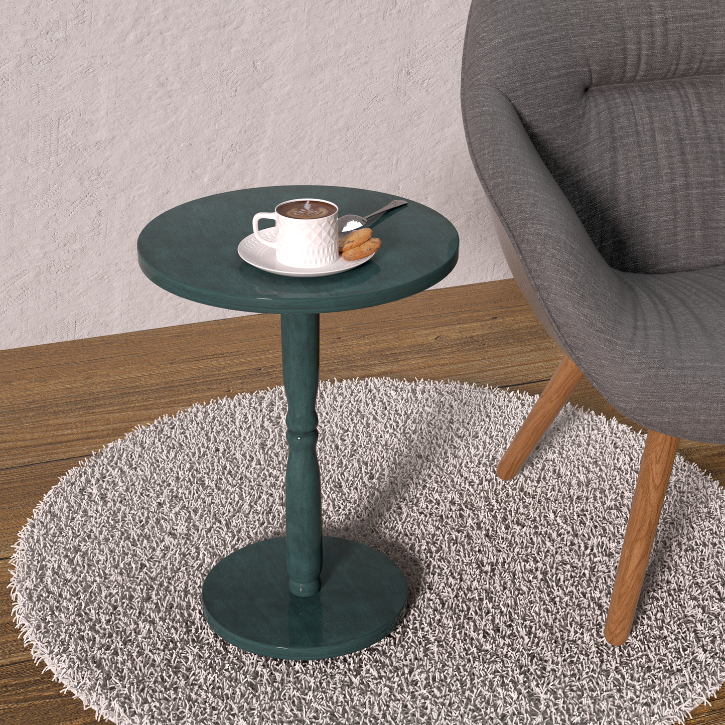 FAGAGA Round Pedestal Table, Wood Accent Table, 15.75" x 15.75" x 19.7", Small Round Coffee Table Table for Living Room/Bedroom/Office
