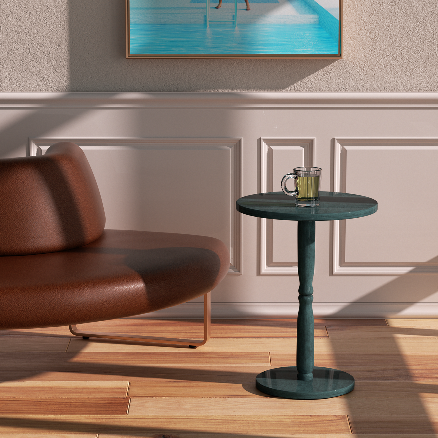 FAGAGA Round Pedestal Table, Wood Accent Table, 15.75" x 15.75" x 19.7", Small Round Coffee Table Table for Living Room/Bedroom/Office