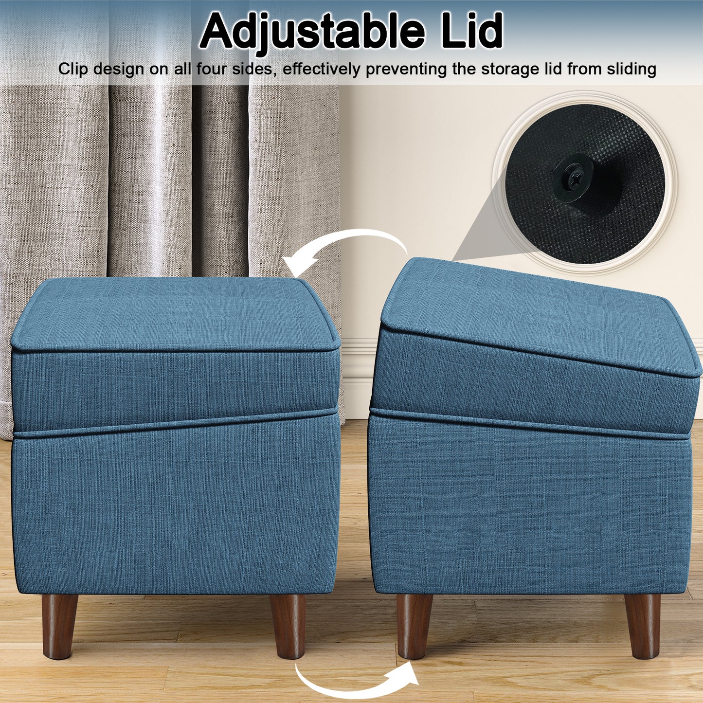 FAGAGA Upholstered Storage Ottoman, Removable Lid Linen Footrest for Bedroom,Office,Living Room, Bench with Hidden Space for Blankets,Books,Toys