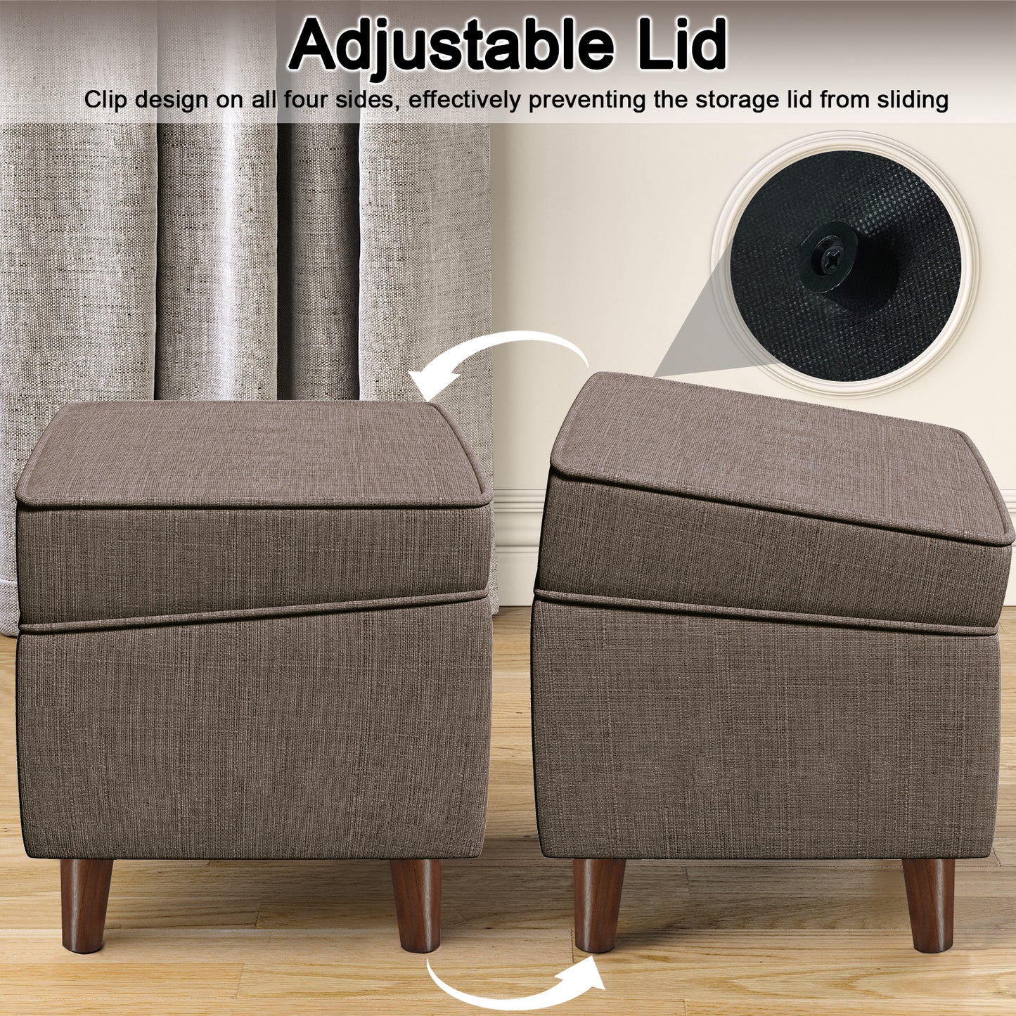 FAGAGA Upholstered Storage Ottoman, Removable Lid Linen Footrest for Bedroom,Office,Living Room, Bench with Hidden Space for Blankets,Books,Toys