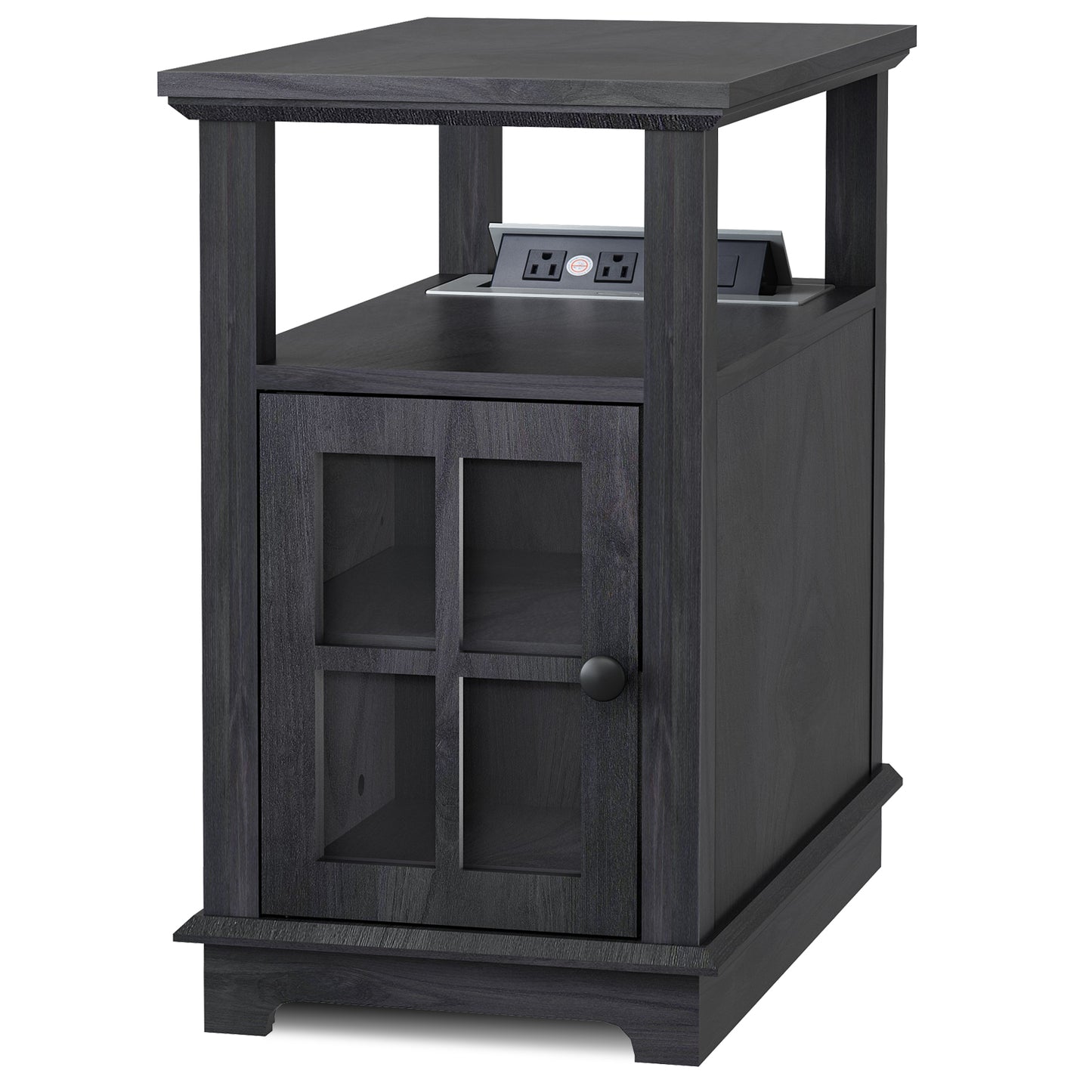 FAGAGA End Table with Charging Station, Side Table with Storage for Living Room and Bed Room, Power outlets & USB Ports, Adjustable Shelf