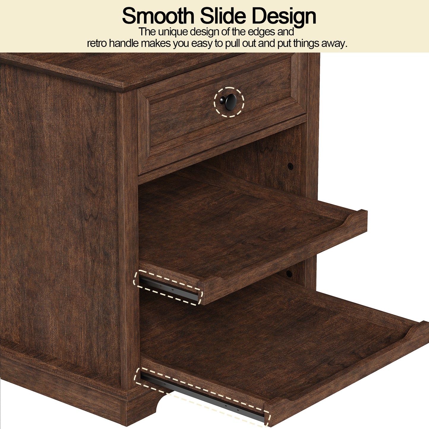 FAGAGA Farmhouse End Table with Charging Station, Side Table with Drawer & Storage Shelf, Nightstand for Living Room Bedroom, Dorm, Office