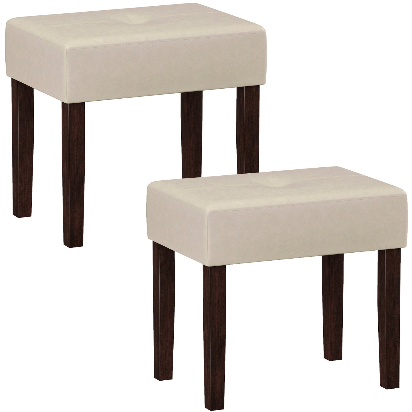 FAGAGA PU Leather Bench with Wood Legs Makeup Chair for Vanity, Modern Accent Ottoman Footstool for Makeup Room, Living Room, Bedroom, Entryway