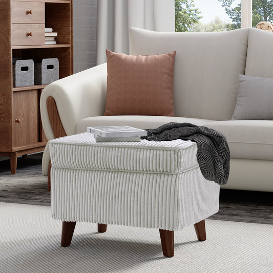 FAGAGA Large Storage Ottoman, Adjustable Foot Stool for Living Room, Step Stool Ottoman with Storage, Upholstered Corduroy Foot Rest for Bedroom, Dorm