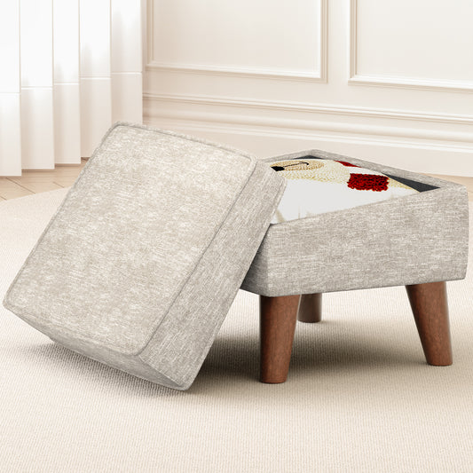 FAGAGA Upholstered Storage Ottoman, Removable Lid Linen Footrest for Bedroom,Office,Living Room, Bench with Hidden Space for Blankets,Books,Toys