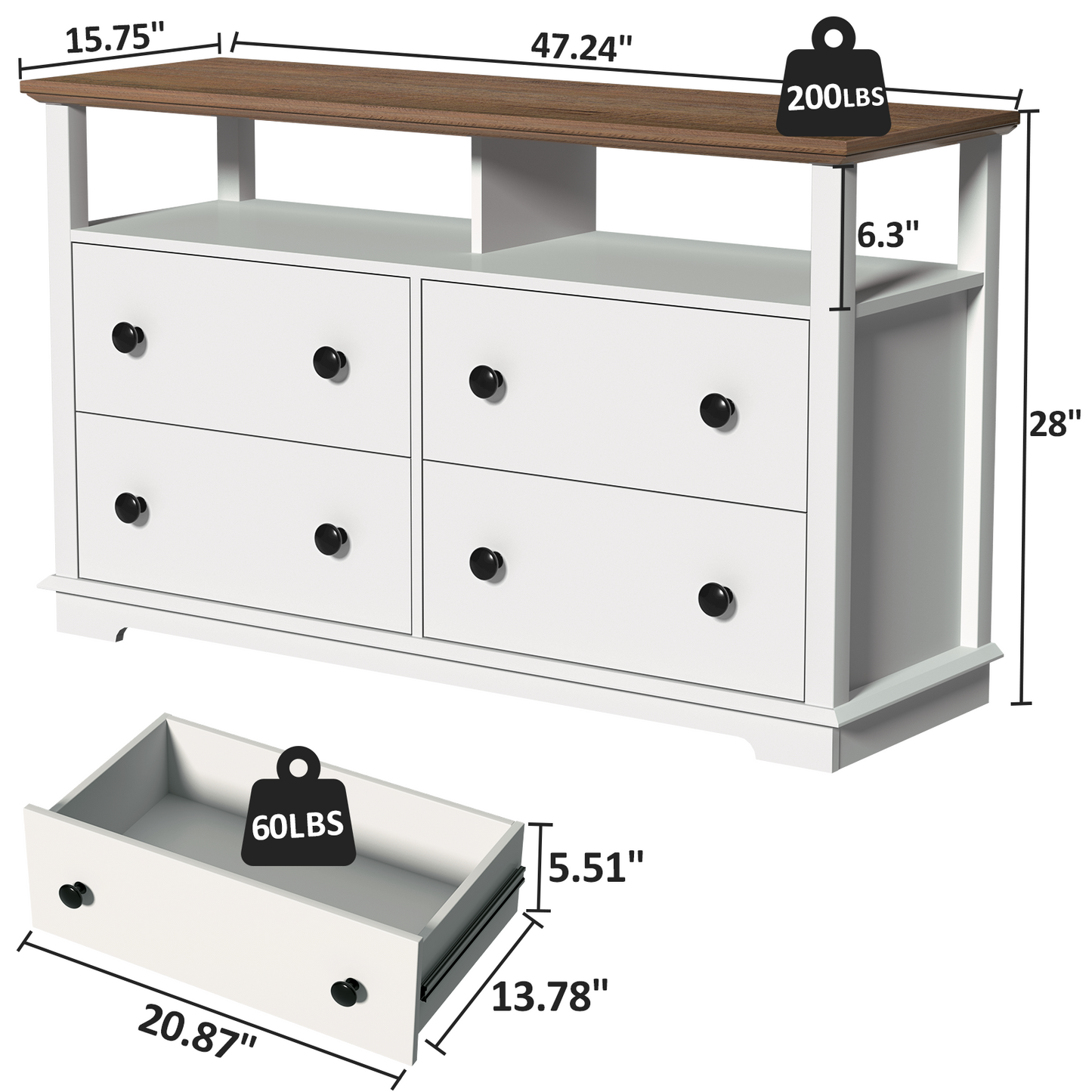 FAGAGA 47" Tall 5 Drawers Dresser Chests for Bedroom, Modern Storage Cabinet for Living Room, Vertical Chest of Drawers Organizer for Entryway, Hallway, Office