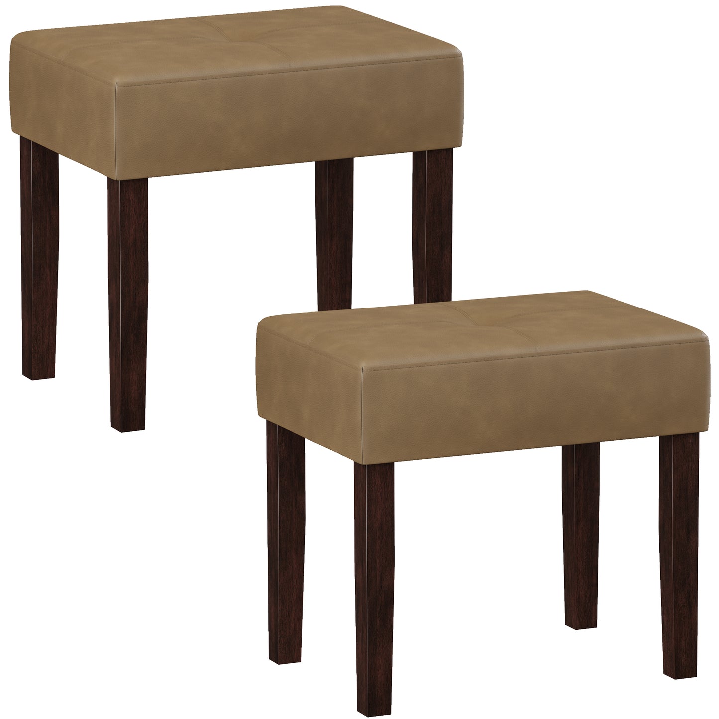 FAGAGA PU Leather Bench with Wood Legs Makeup Chair for Vanity, Modern Accent Ottoman Footstool for Makeup Room, Living Room, Bedroom, Entryway