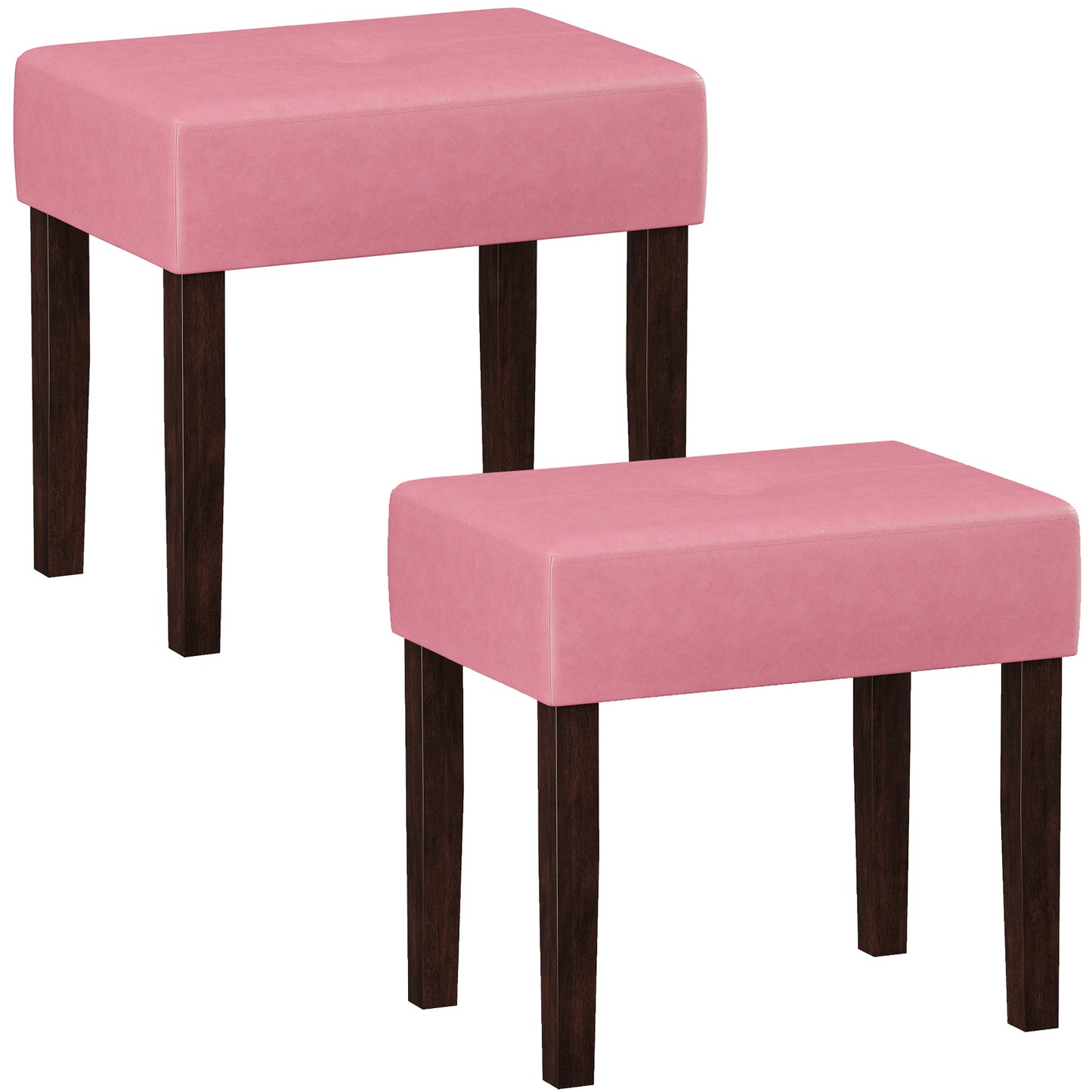 FAGAGA PU Leather Bench with Wood Legs Makeup Chair for Vanity, Modern Accent Ottoman Footstool for Makeup Room, Living Room, Bedroom, Entryway
